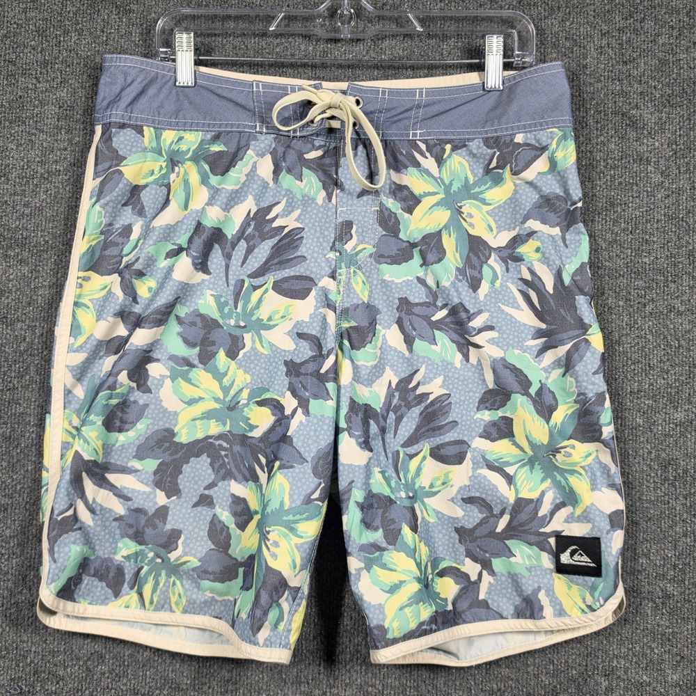 Quiksilver Board Shorts Mens 32 Floral Print Swim Trunks Sample Collectible